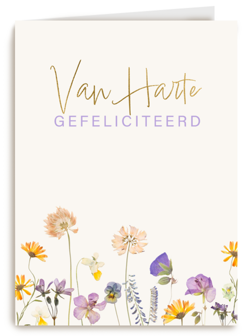 Verjaardagskaart veldbloemen van harte