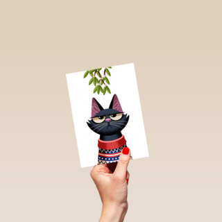 grumpy kat under the mistletoe