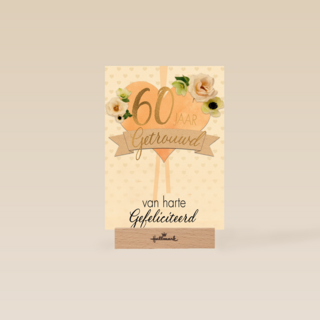 huwelijkskaart 60 jaar getrouwd hart bloemen
