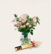 Brievenbusbloemen Ombre Rosa met Leonidas Chocolade Bonbons Hartjes 