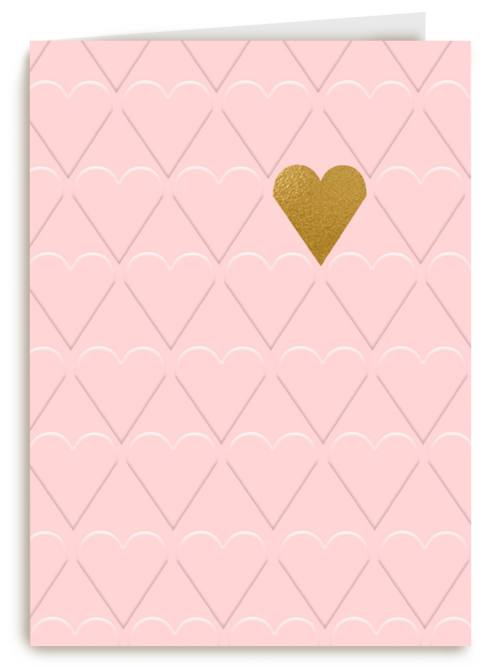 valentijnskaart stijlvol roze met gouden hart