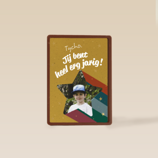Verjaardagskaart kind heel erg jarig ster