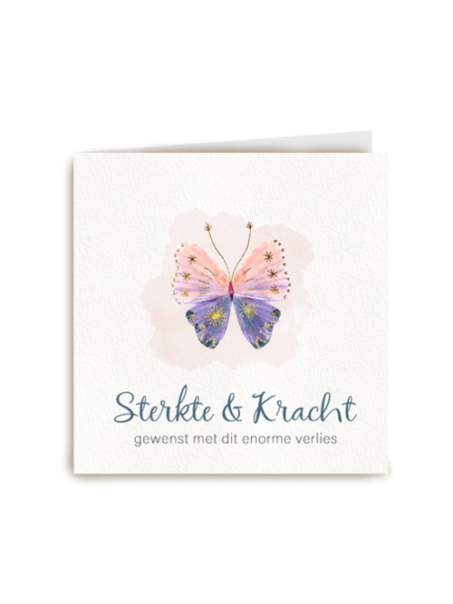 vlinder condoleancekaart met sterkte en kracht