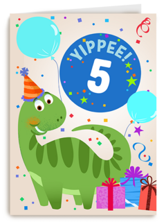 Verjaardagskaart dino yippee leeftijd
