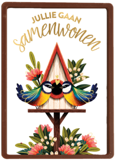 Samenwonen kaart 2 vogeltjes met vogelhuis