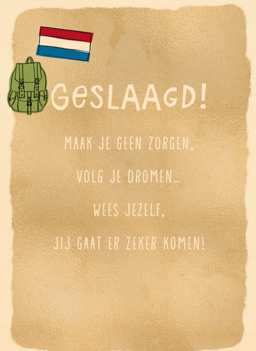 geslaagd kaart volg je dromen nederlandse vlag