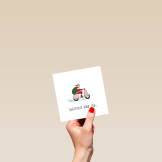 kerstkaart kerstpost voor jou santa op scooter
