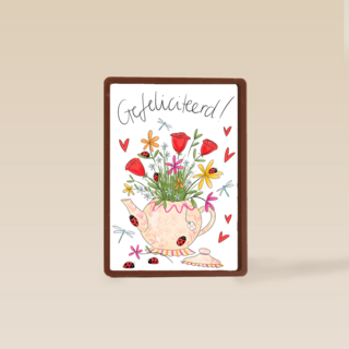 Matia Gefeliciteerd Theepot vol bloemen
