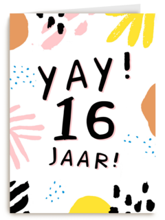 Verjaardagskaart Tiener jongen meisje 16 jaar yay