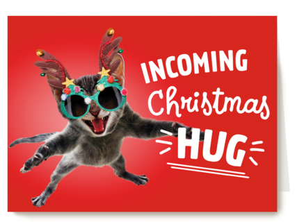 Kerstkaart Grappig Incoming Christmas hug