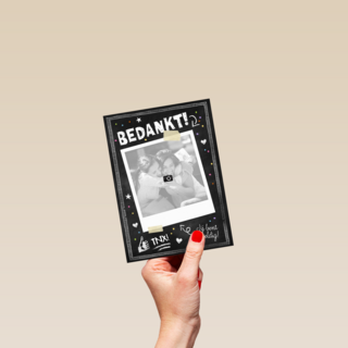 fotokaart krijtbord zwart wit bedankt