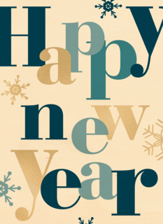 nieuwjaarskaart happy new year met ijskristallen