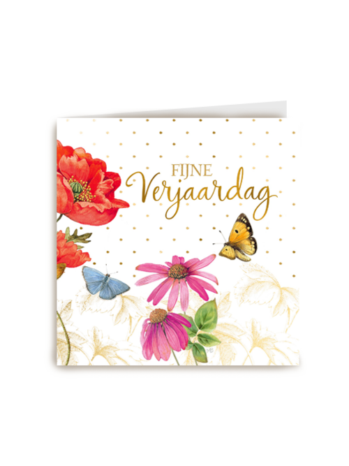 Kaart flowers by Marjolein Bastin Fijne verjaardag klaproos vlinder