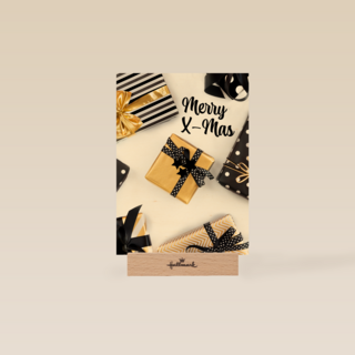 Kerstkaart zwart goud kerstcadeau merry xmas