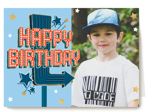 Happy birthday neon sign fotokaart