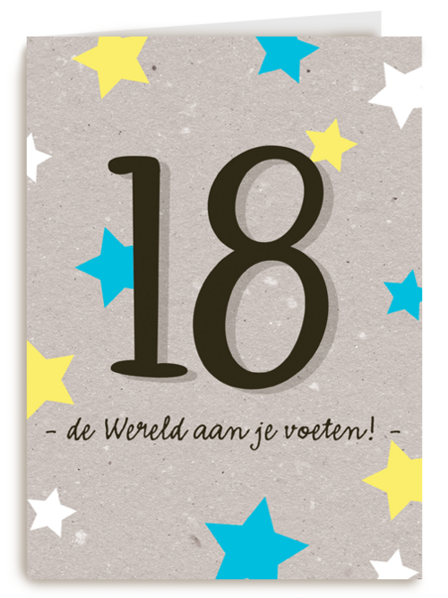Verjaardagskaart 18 de wereld aan je voeten