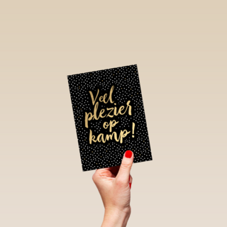 op kamp kaart zwart goud veel plezier op kamp