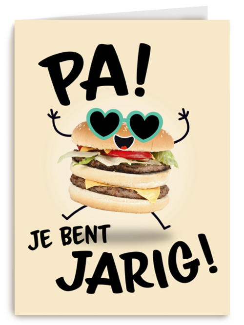 verjaardagskaart met hamburger voor pa