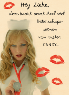 Beterschapskaart man Zuster met kusjes