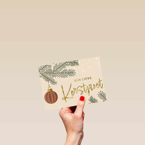 een lieve kerstgroet op beige achtergrond