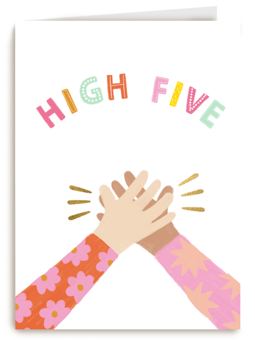 nieuwe baan kaart high five