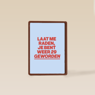 verjaardag kaart vrouw weer 29 geworden
