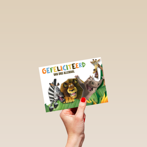 gefeliciteerd kaart madagascar marty alex moto moto melman