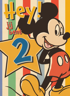 Hey jij bent 2 Mickey Mouse verjaardagskaart