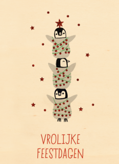 Kerstkaart Hip Pinguins Vrolijke feestdagen