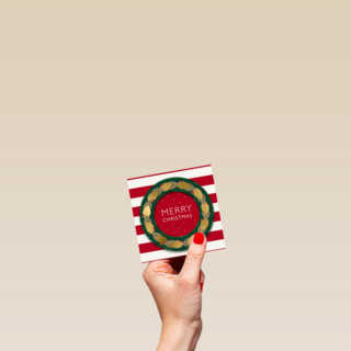 Kerstkaart klassiek ronde kerstkrans