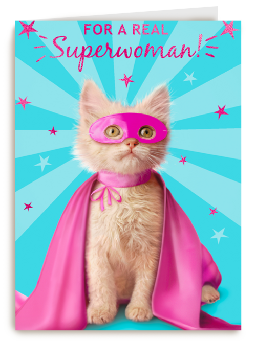 moederdag kaart grappig for a real superwoman kat