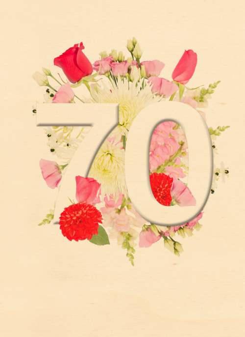Verjaardagskaart 70 jaar bloemen