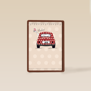 rijbewijs geslaagd rode auto witte stippen