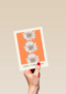 Verjaardagskaart oranje met bloemen
