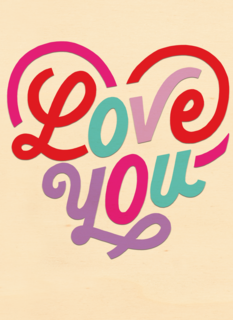 Valentijnskaart love you felle kleuren