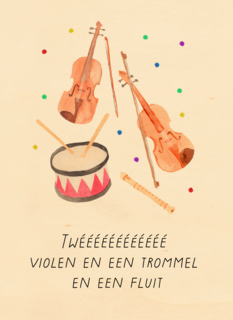 Verjaardagskaart muziekinstrumenten