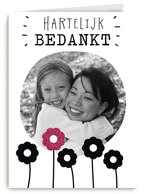 bedankt met vijf bloemen