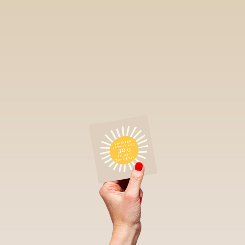 Bedankt kaart thuiswerken vandaag zetten we jou in het zonnetje