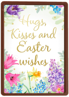 Paaskaart Engels Hugs kisses and Easter wishes