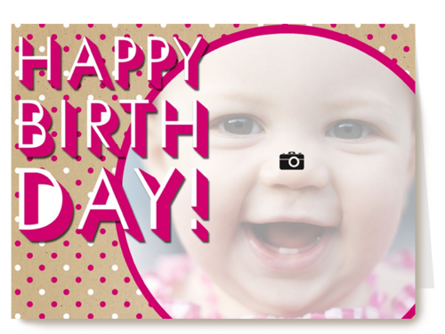 fotokaart stippen roze happy birthday girl