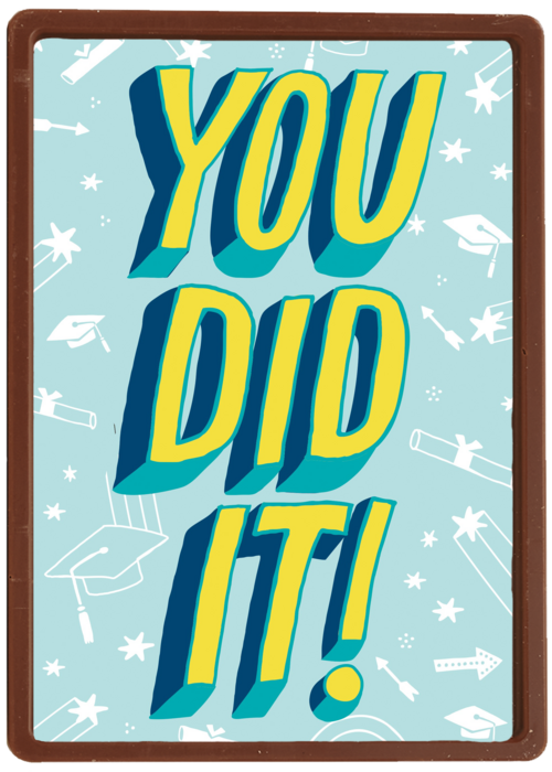 Geslaagdkaart you did it blauw met geel