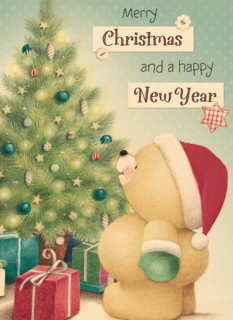 beertje naast de kerstboom