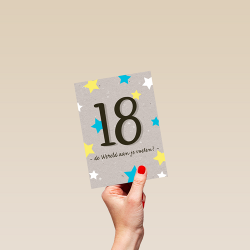 Verjaardagskaart 18 de wereld aan je voeten
