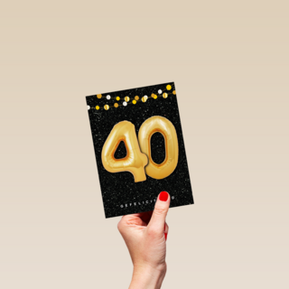 Verjaardagskaart leeftijden 40 ballonletters