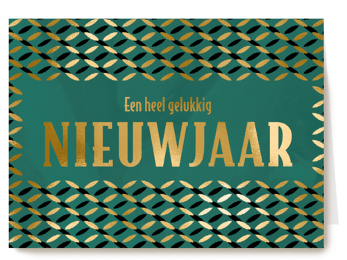 een heel gelukkig nieuwjaar met goudpatroon