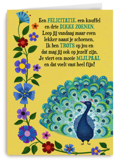 Compliment kaart trots als een pauw mijlpaal