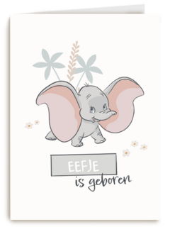 Baby is geboren Disney kaart met Dumbo
