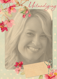 fotokaart uitnodiging jarig tak met bloemen