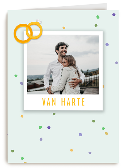 trouwdag fotokaart stijlvol van harte