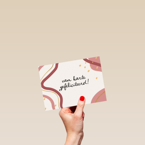gefeliciteerd kaart vrouw stippen van harte gefeliciteerd
